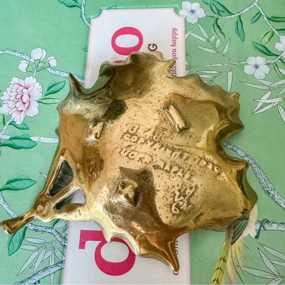 Vintage Virginia Metalcrafters Sugar Maple Leaf Brass Trinket Dish 1950 Fall - Picture 5 of 6